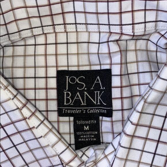 Joseph A. Bank Button Down Shirt Brown and White | Sz M - Picture 3 of 5